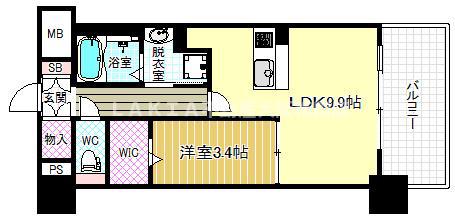 LASANTE梅田北(1LDK/4階)の間取り写真