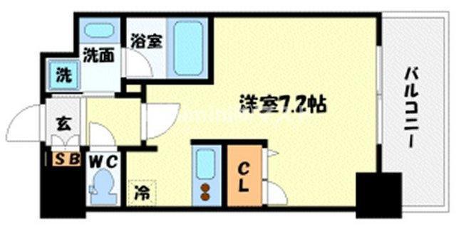 アスヴェル難波イースト(ワンルーム/10階)の間取り写真