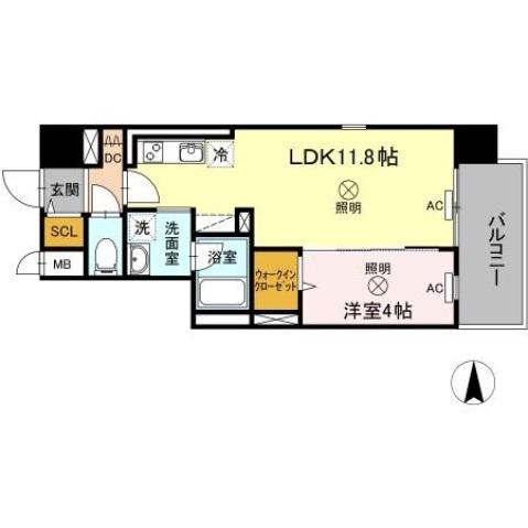 TWIN TOWERS AZUKI(1LDK/3階)の間取り写真
