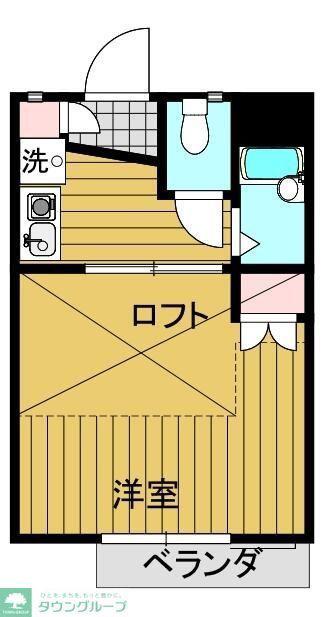 ベルエアー(1K/2階)の間取り写真