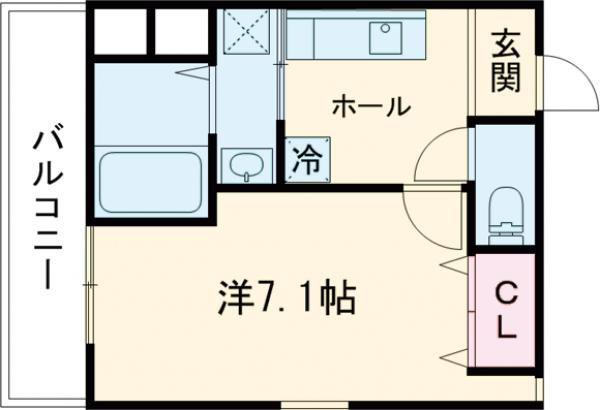アミュレット(1K/1階)の間取り写真