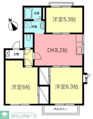ファミールA(3DK/1階)の間取り写真
