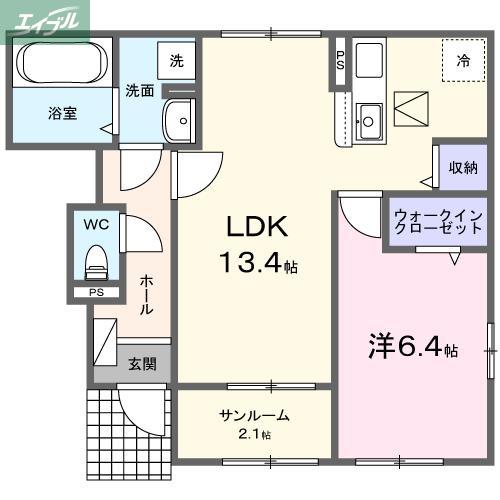 ドエル リバーパレス(1LDK/1階)の間取り写真