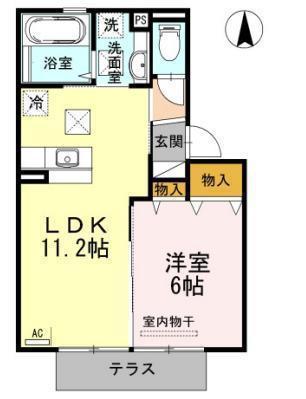 プラウド年見(1LDK/1階)の間取り写真