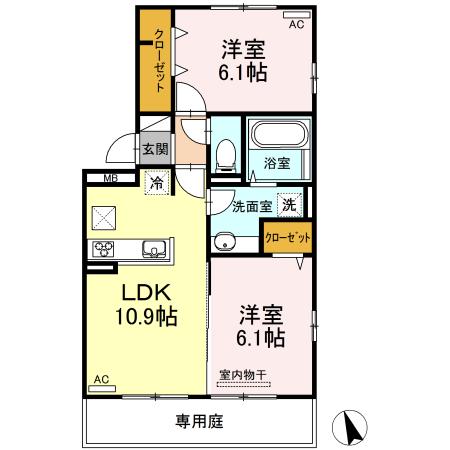 ペルラディアマンテ(2LDK/1階)の間取り写真