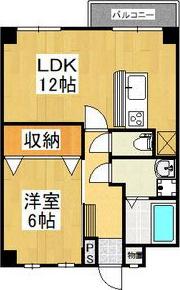 平和第二マンション(1LDK/4階)の間取り写真