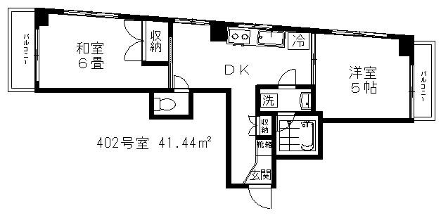 キーフェルン(2DK/4階)の間取り写真