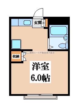 RHYTHM新石切 B棟(1K/1階)の間取り写真