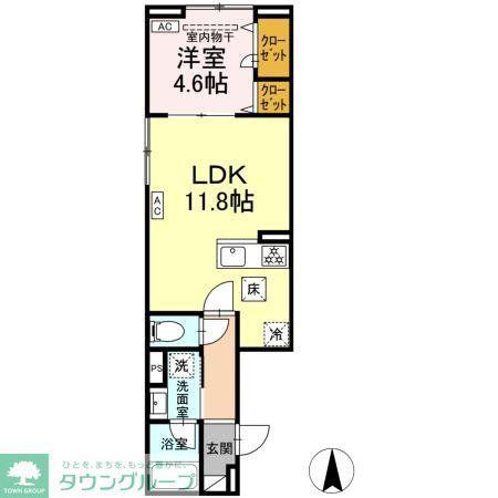 セレスティア大谷田III(1LDK/1階)の間取り写真