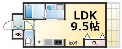 LA CASA新深江(ワンルーム/1階)の間取り写真