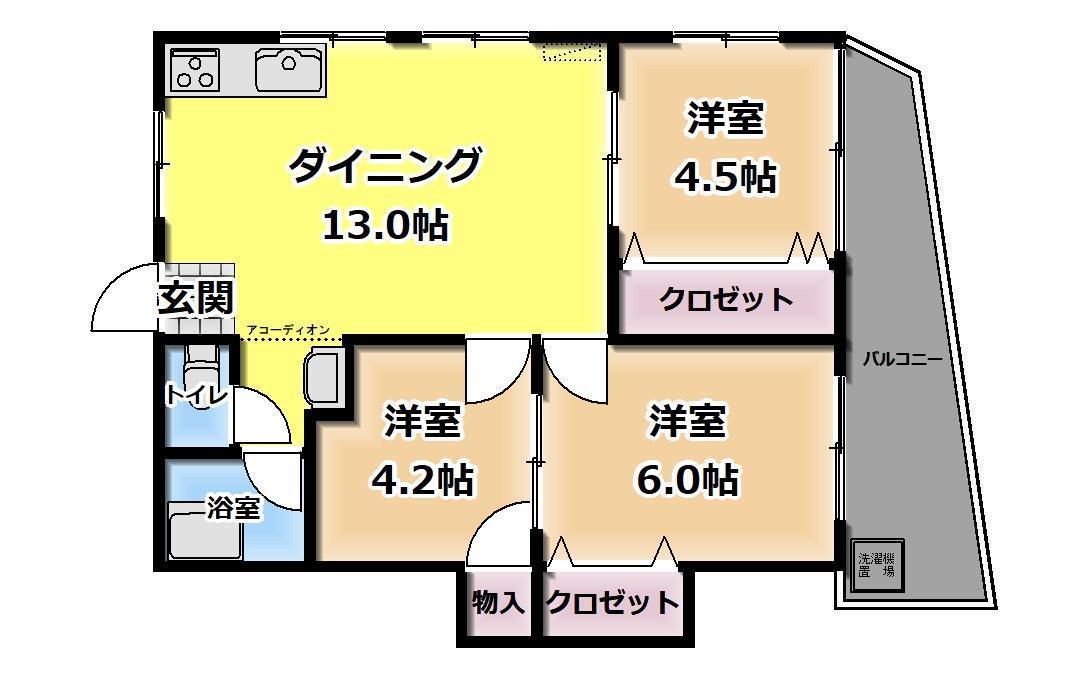 オリーブコート東川口(3LDK/1階)の間取り写真