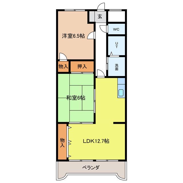 ハイツ高田(2LDK/3階)の間取り写真