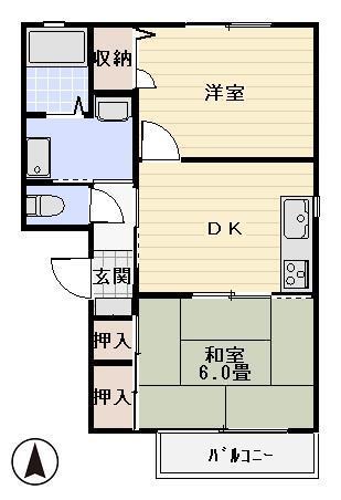 フレグランス秋桜(2DK/2階)の間取り写真