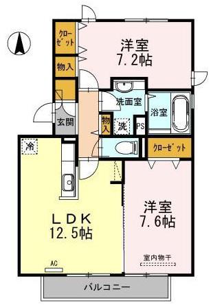 仙台空港鉄道 杜せきのした駅 徒歩7分 3階建 築14年(2LDK/1階)の間取り写真