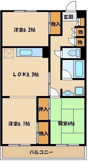 エステート泉(3DK/3階)の間取り写真