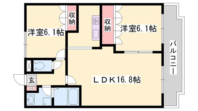 ウィンズ・パレス雅(2LDK/2階)の間取り写真