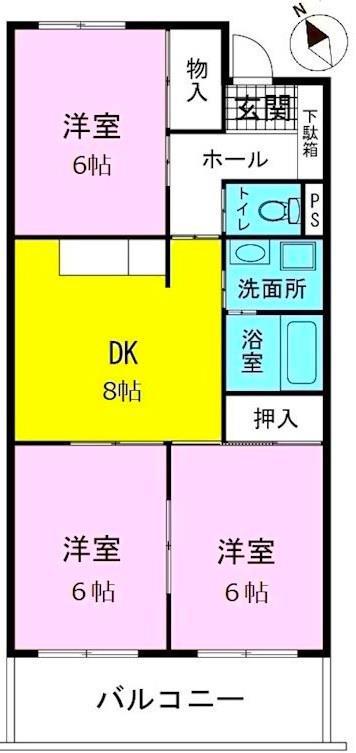 第2アゼリアハイツ(3DK/3階)の間取り写真