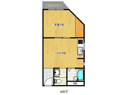 新遠里小野マンション(1LDK/3階)の間取り写真