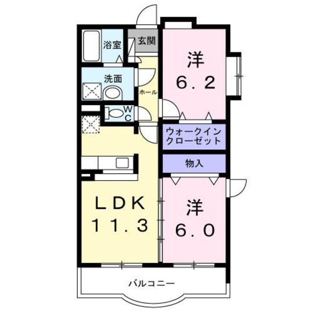 オネスティ ユー カレント(2LDK/1階)の間取り写真