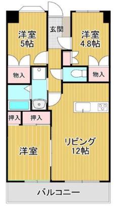 サングレート野中(3LDK/5階)の間取り写真