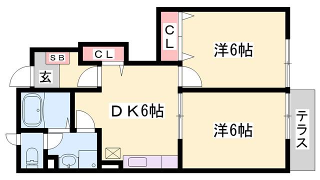 ドミールV(2DK/1階)の間取り写真