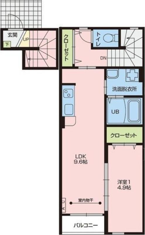 PLUM吉岡(1LDK/2階)の間取り写真