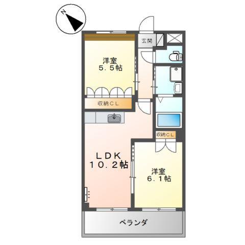 ファイブ・SE(2LDK/1階)の間取り写真