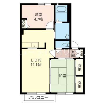ラークスクエアII(2LDK/2階)の間取り写真