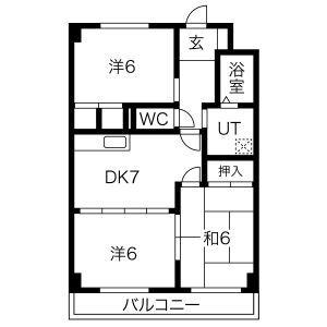 ニューパレス上ノ山(3DK/2階)の間取り写真