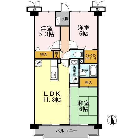 プルニエ―ル大泉学園(3LDK/3階)の間取り写真