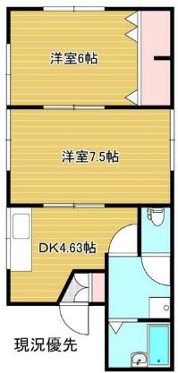 ハイネスS・B(2DK/1階)の間取り写真
