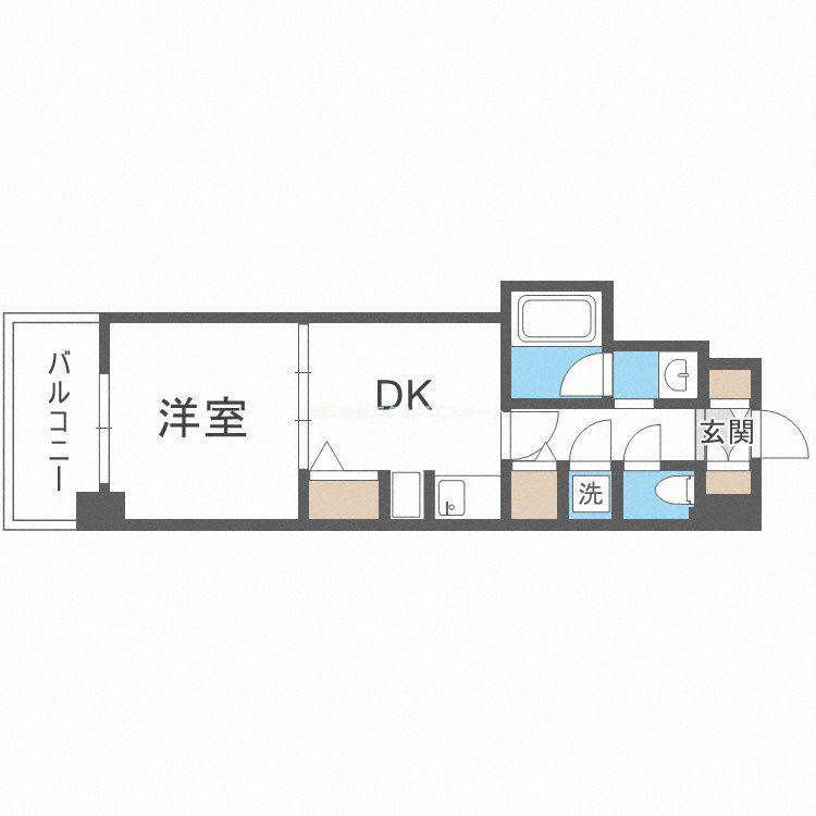 クリーデンス福島(1DK/4階)の間取り写真