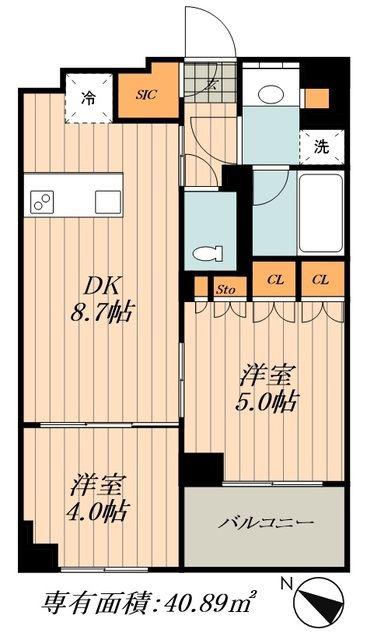 パークアクシス日本橋浜町レジデンス(2DK/11階)の間取り写真