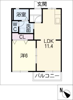 コートアイリス A棟(1LDK/2階)の間取り写真