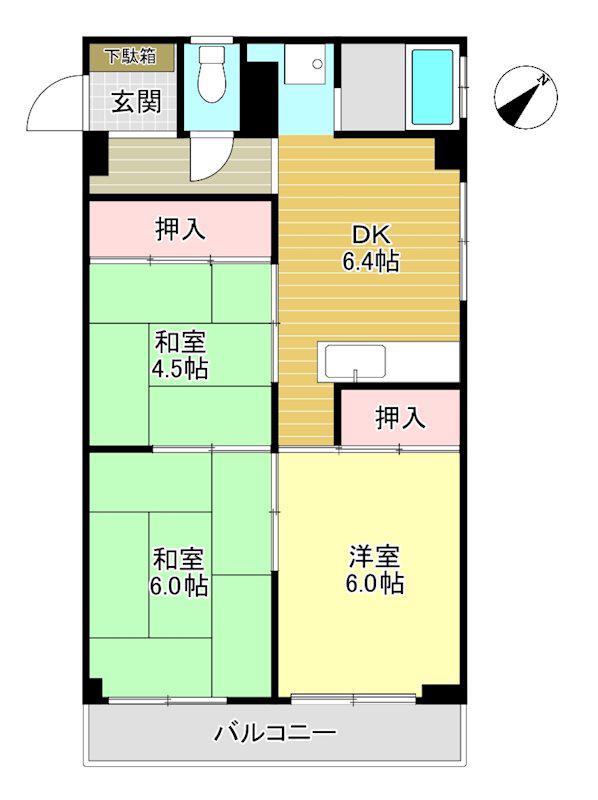 末広ビル(3DK/4階)の間取り写真