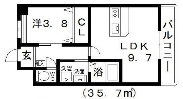 エム・エム・ケーII(1LDK/2階)の間取り写真