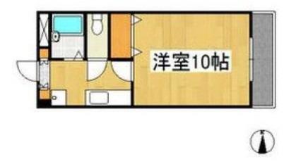 ジュネス沖新(1K/4階)の間取り写真
