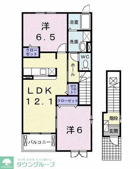 サンウエスト(2LDK/2階)の間取り写真