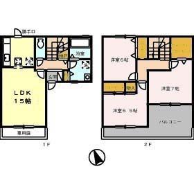 サンエクセルB棟(3LDK/1階)の間取り写真