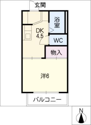 コウジィコート A棟(1DK/2階)の間取り写真