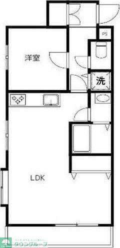 ヴェルジュ多摩川(1LDK/4階)の間取り写真