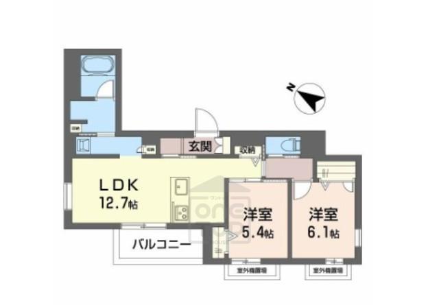 シャーメゾン ノワリー(2LDK/4階)の間取り写真