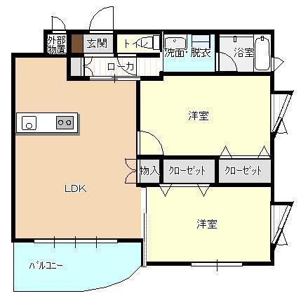リポーズ21A棟(2LDK/1階)の間取り写真