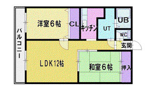 サンシルクブルー(2LDK/5階)の間取り写真