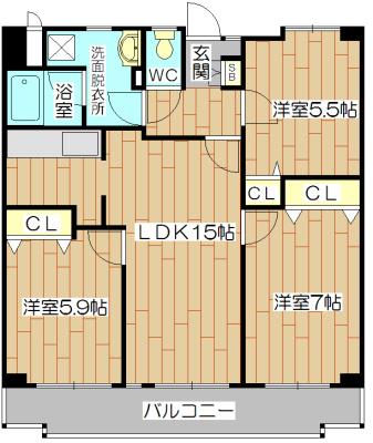 モナ・ヴェイル(3LDK/3階)の間取り写真