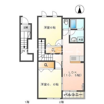 ARTQUEEN(2LDK/2階)の間取り写真