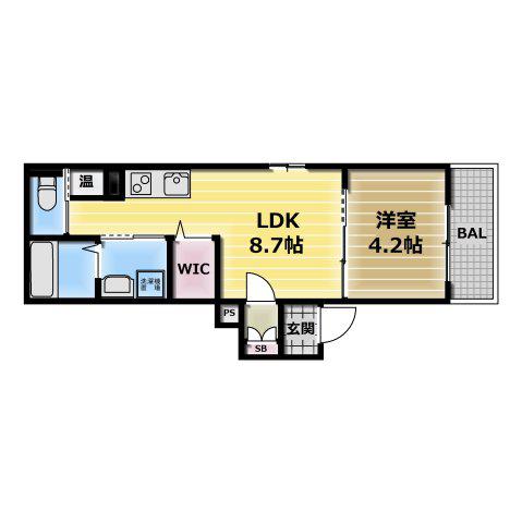 GRANDIR弥刀(1LDK/3階)の間取り写真