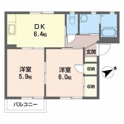 FORES MUNAKATA(2DK/1階)の間取り写真