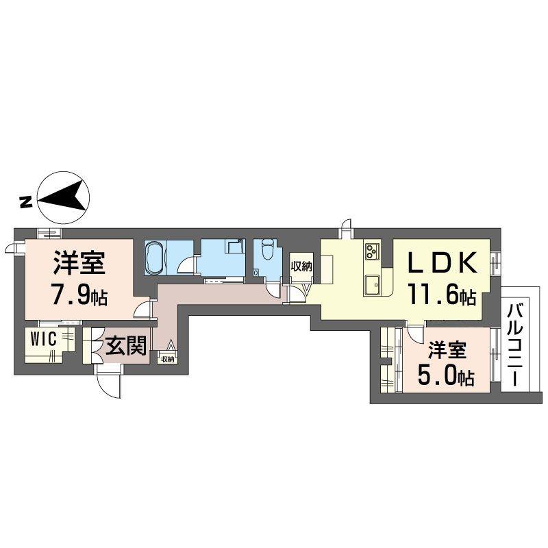 ウエストカサイ西葛西(2LDK/2階)の間取り写真