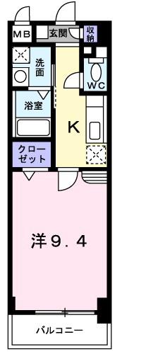 ハッピー・デン(1K/2階)の間取り写真
